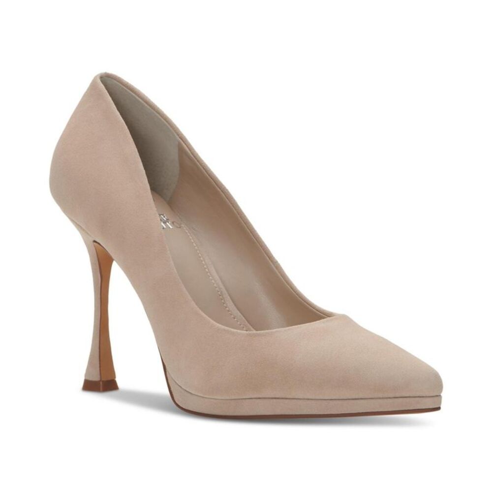 Vince Camuto Womens Puntolis Beige Suede Dressy Pointed Toe Pumps Shoes